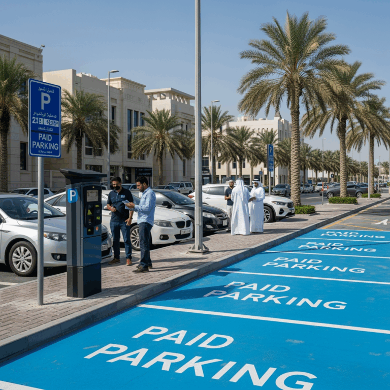 Illustration for: Paid Parking Launches in Abu Dhabi's Al Shahamah