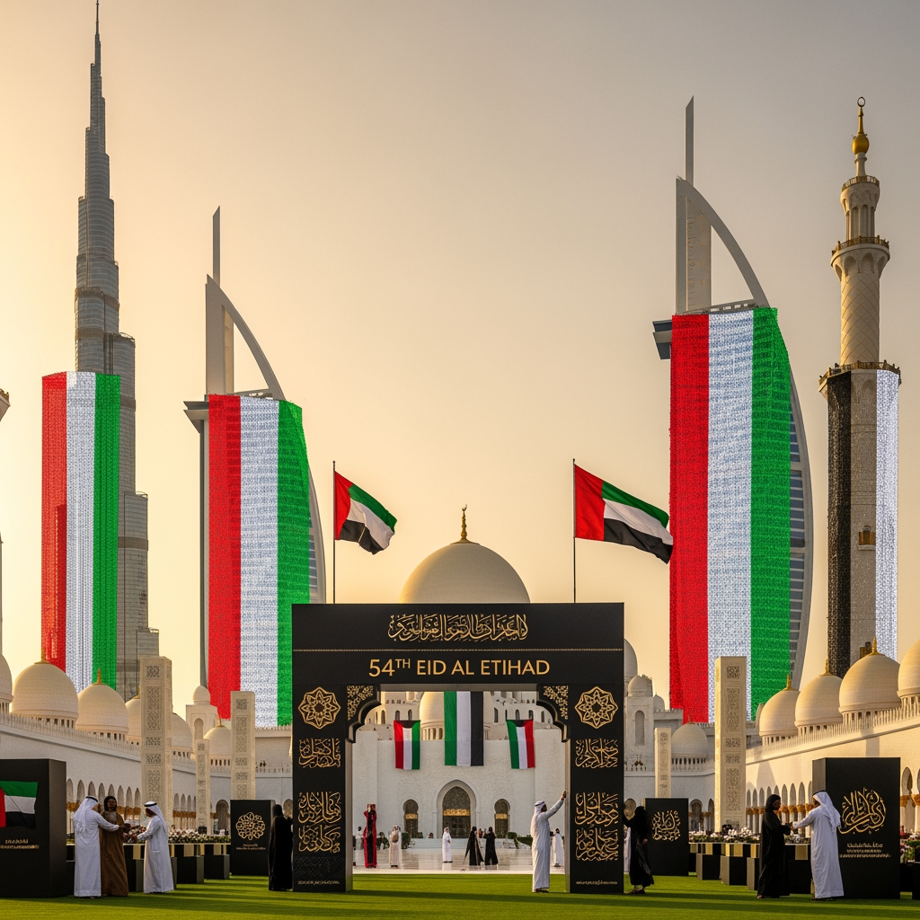 Illustration for: UAE Prepares for 54th Eid Al Etihad Celebration