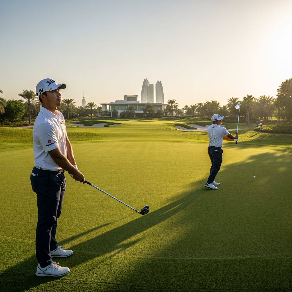 Illustration for: Aaron Rai Leads Abu Dhabi HSBC Championship
