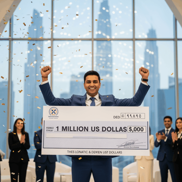 Illustration for: Indian Banker Wins $1 Million in Dubai Draw