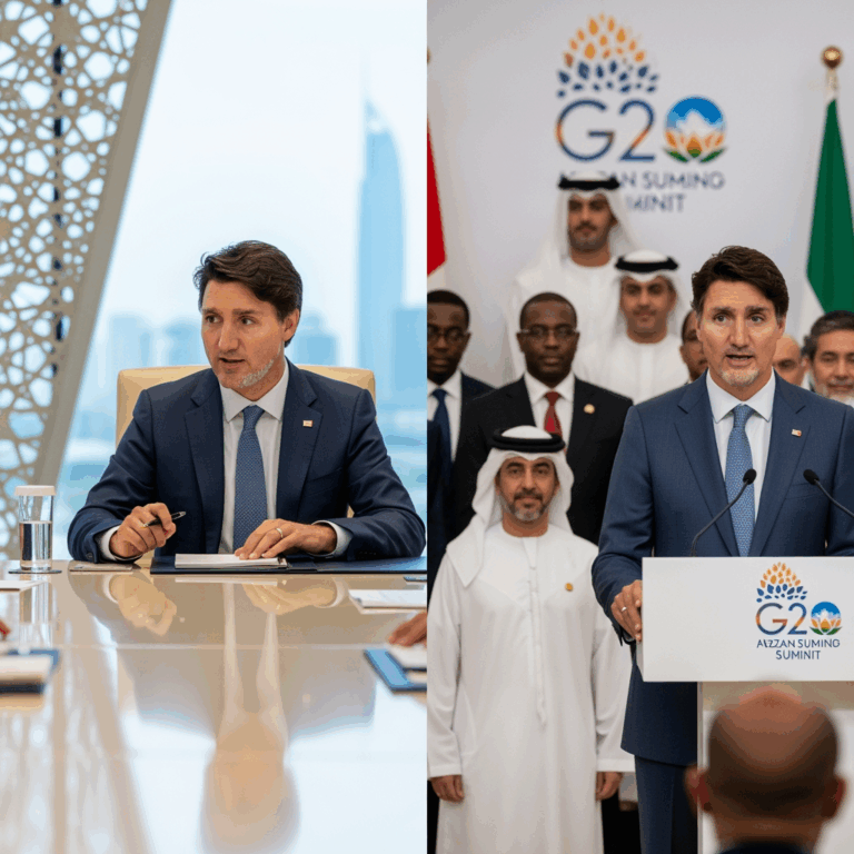 Illustration for: Canadian PM's UAE Visit and G20 Summit Participation