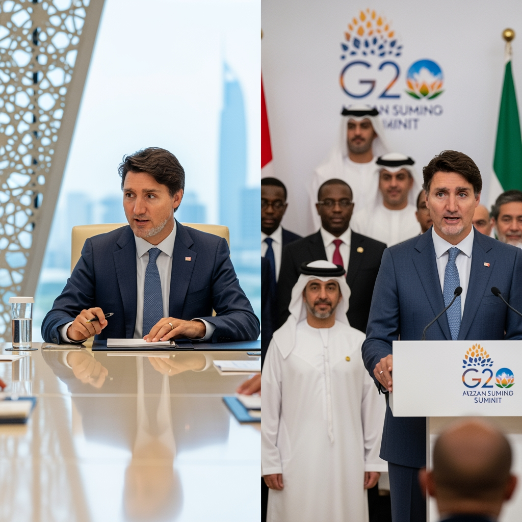 Illustration for: Canadian PM's UAE Visit and G20 Summit Participation