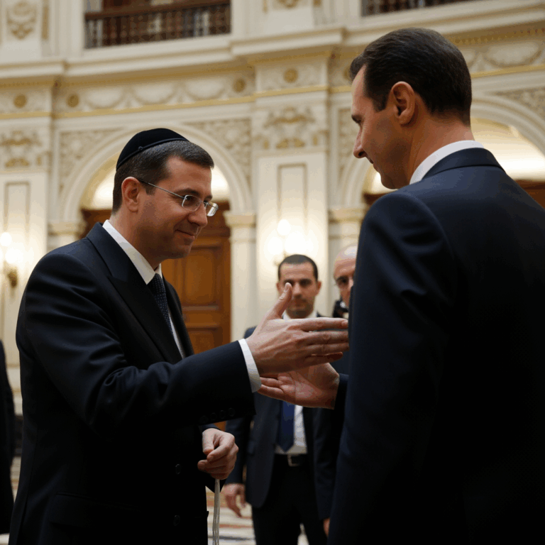 Illustration for: Rabbi Blesses Syrian President in Historic Moment