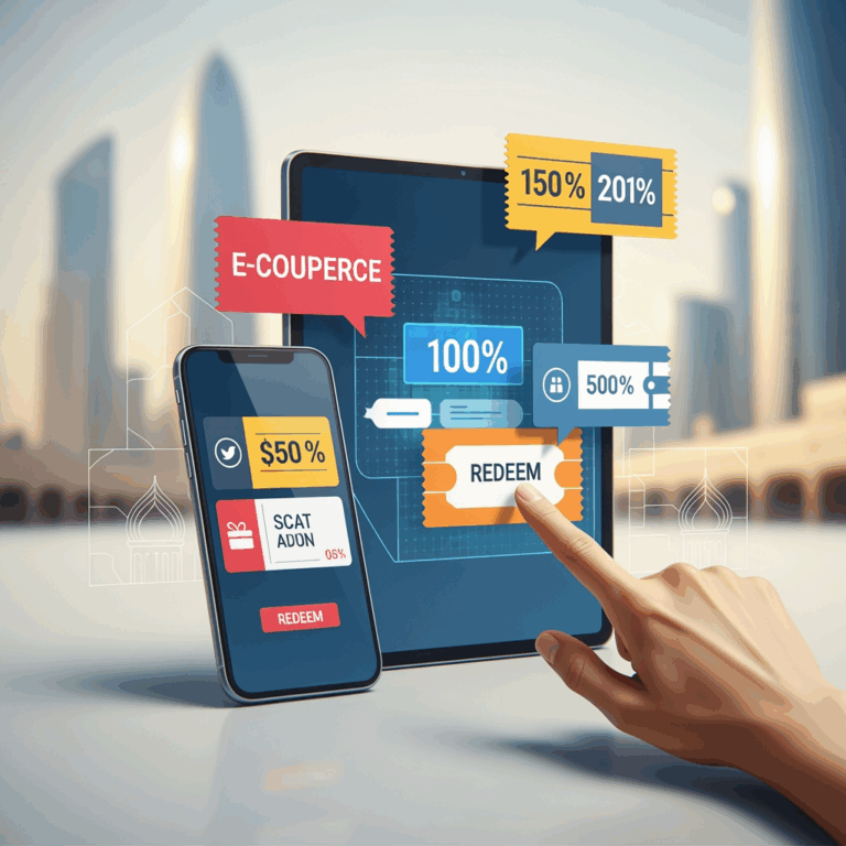 Illustration for: Middle East's E-commerce Revolution: Coupons Leading