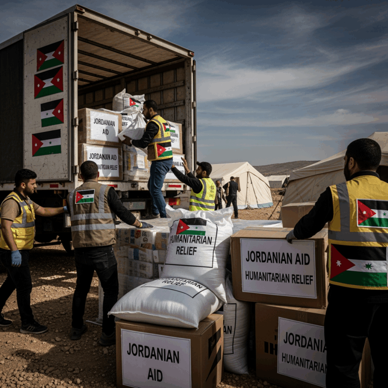 Illustration for: Jordanian Aid Dispatches to Syria Amid Crisis