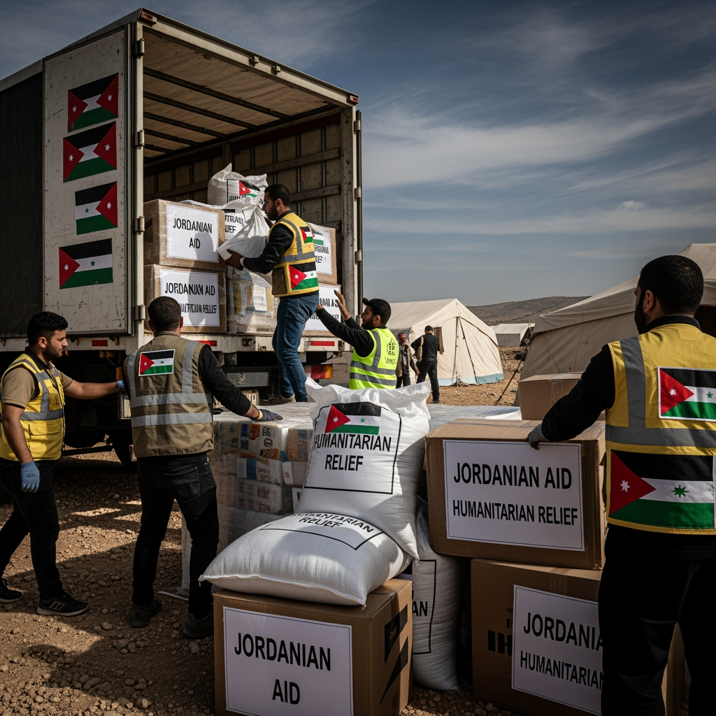 Illustration for: Jordanian Aid Dispatches to Syria Amid Crisis