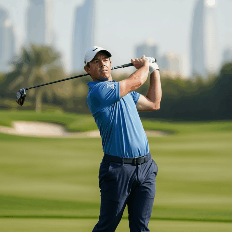 Illustration for: Rory McIlroy Pursues Seventh Race to Dubai Victory
