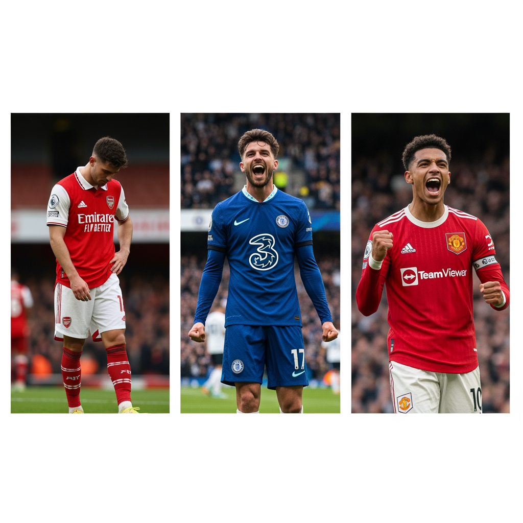 Illustration for: Arsenal Held to Draw; Chelsea and Man United Shine