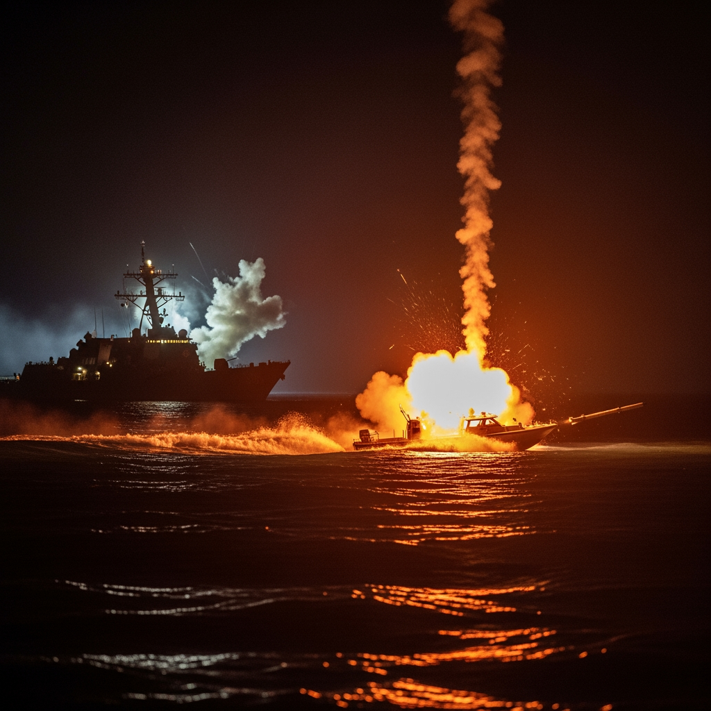 Illustration for: US Strikes on Suspected Drug Boats Escalate Tensions