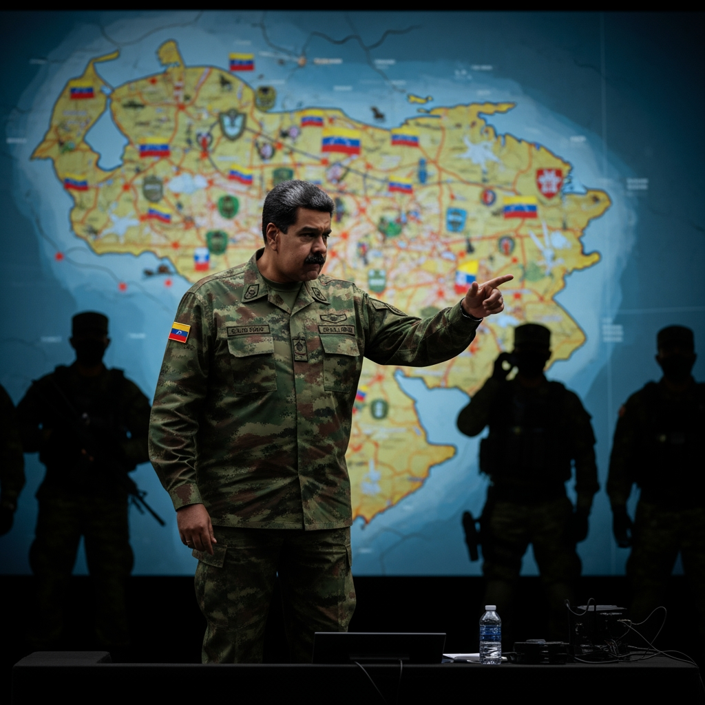Illustration for: Maduro Activates Comprehensive Defense Amid US Threat
