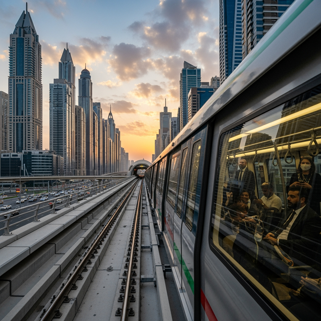 Illustration for: Dubai Metro: A Lifeline for Commuters