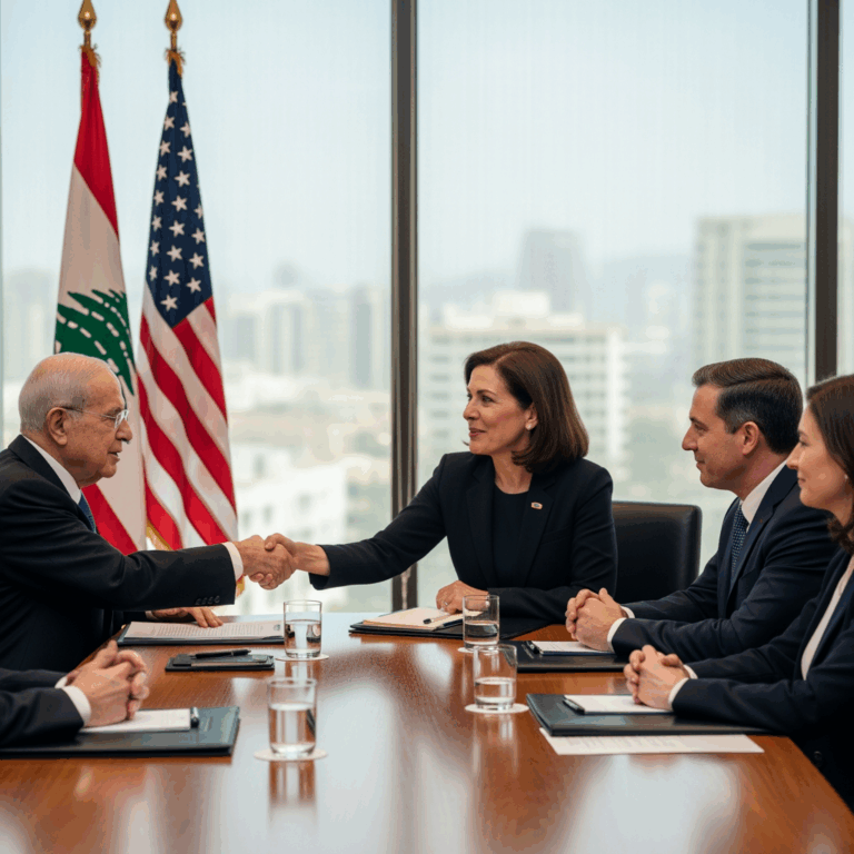Illustration for: Aoun Meets US Delegation: Security and Economic Talks