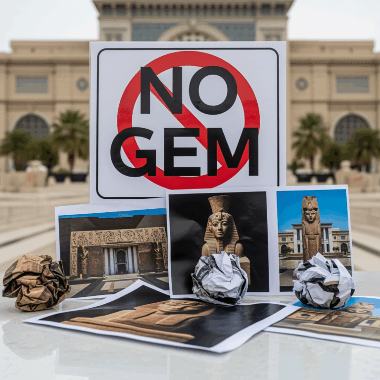 Illustration for: No Fire at Grand Egyptian Museum, Images Are Fake