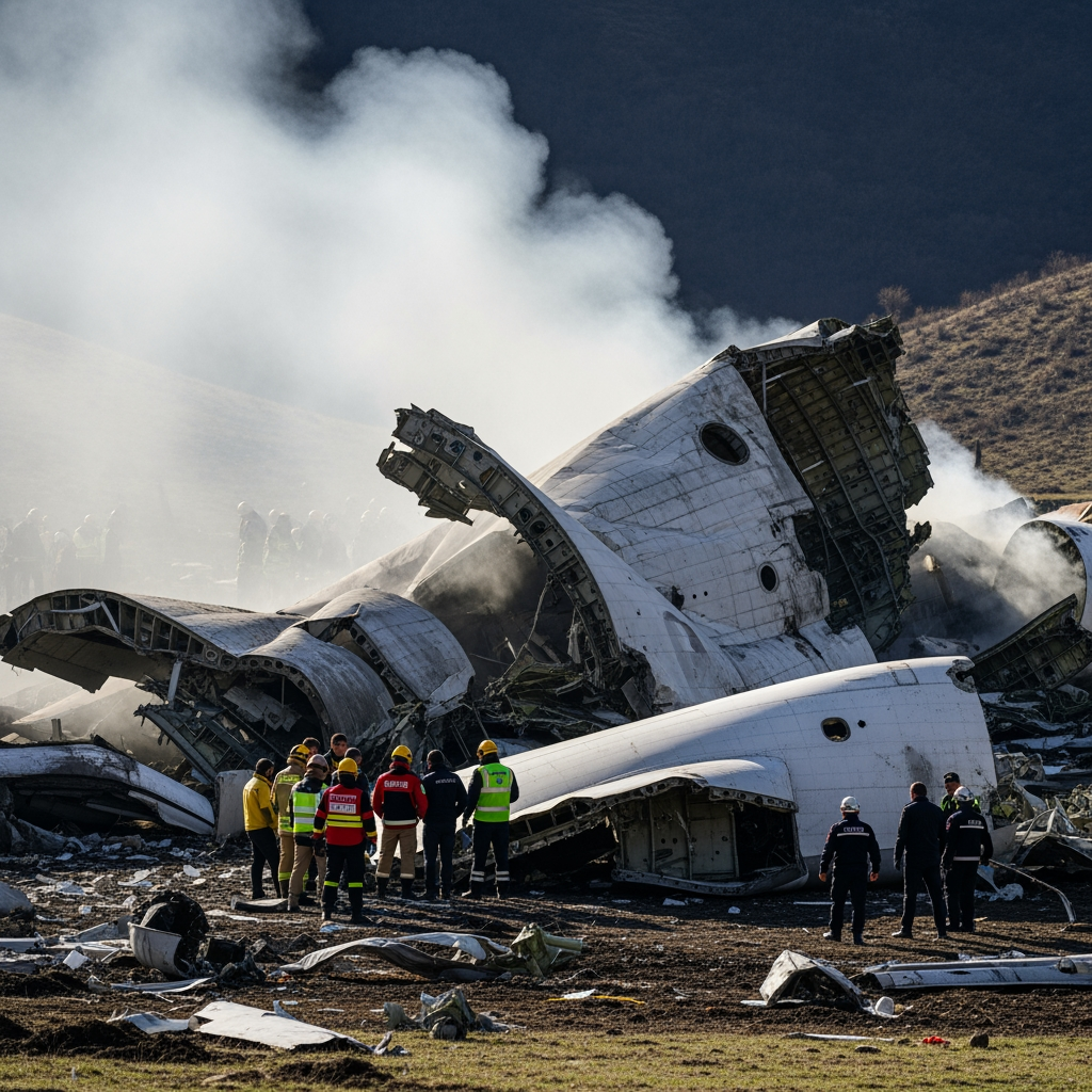 Illustration for: Turkish Cargo Plane Crashes in Georgia, 20 Aboard