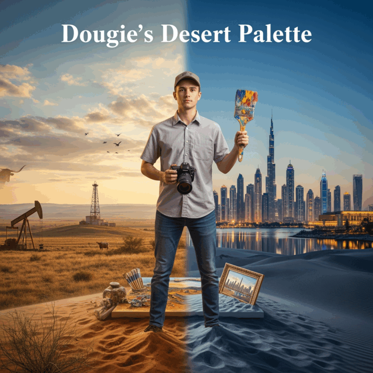 Illustration for: From Texas to Dubai: Dougie's Artistic Journey