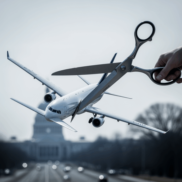 Illustration for: US Flight Capacity Cut Amid Government Shutdown