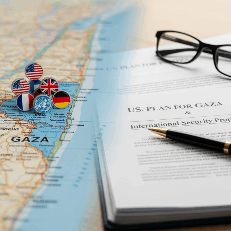 Illustration for: US Plan for Gaza and International Security Proposal