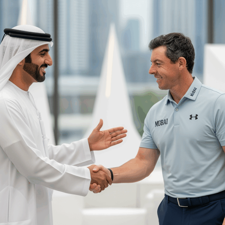 Illustration for: Sheikh Hamdan Meets Golf Star Rory McIlroy in Dubai