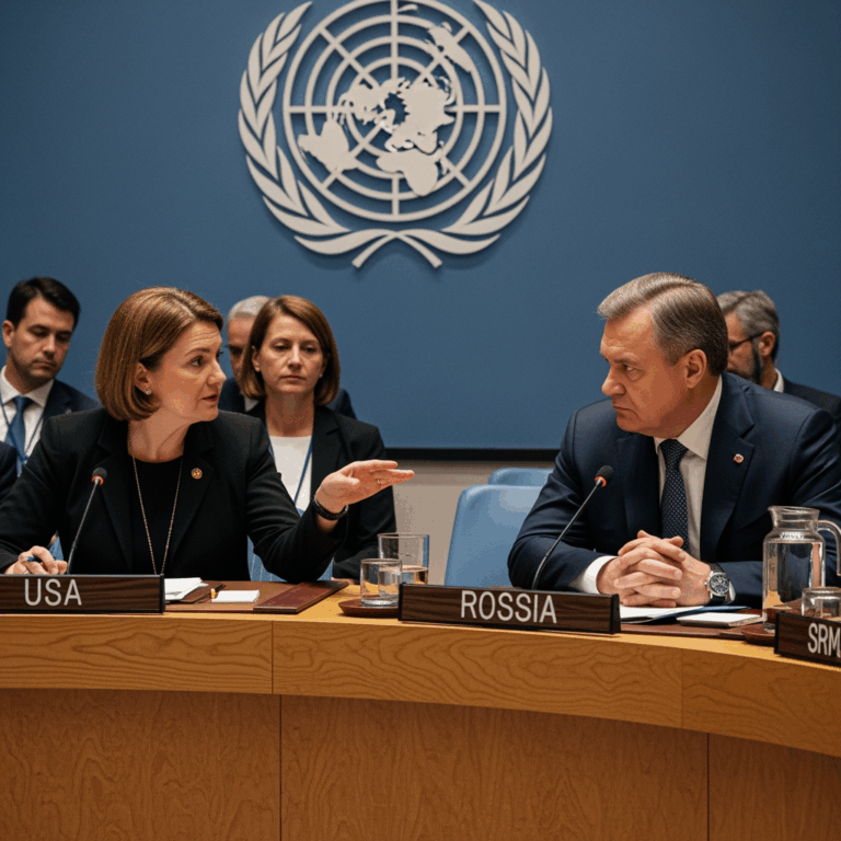 Illustration for: US & Russia Discuss Gaza Resolution in UN Security Council
