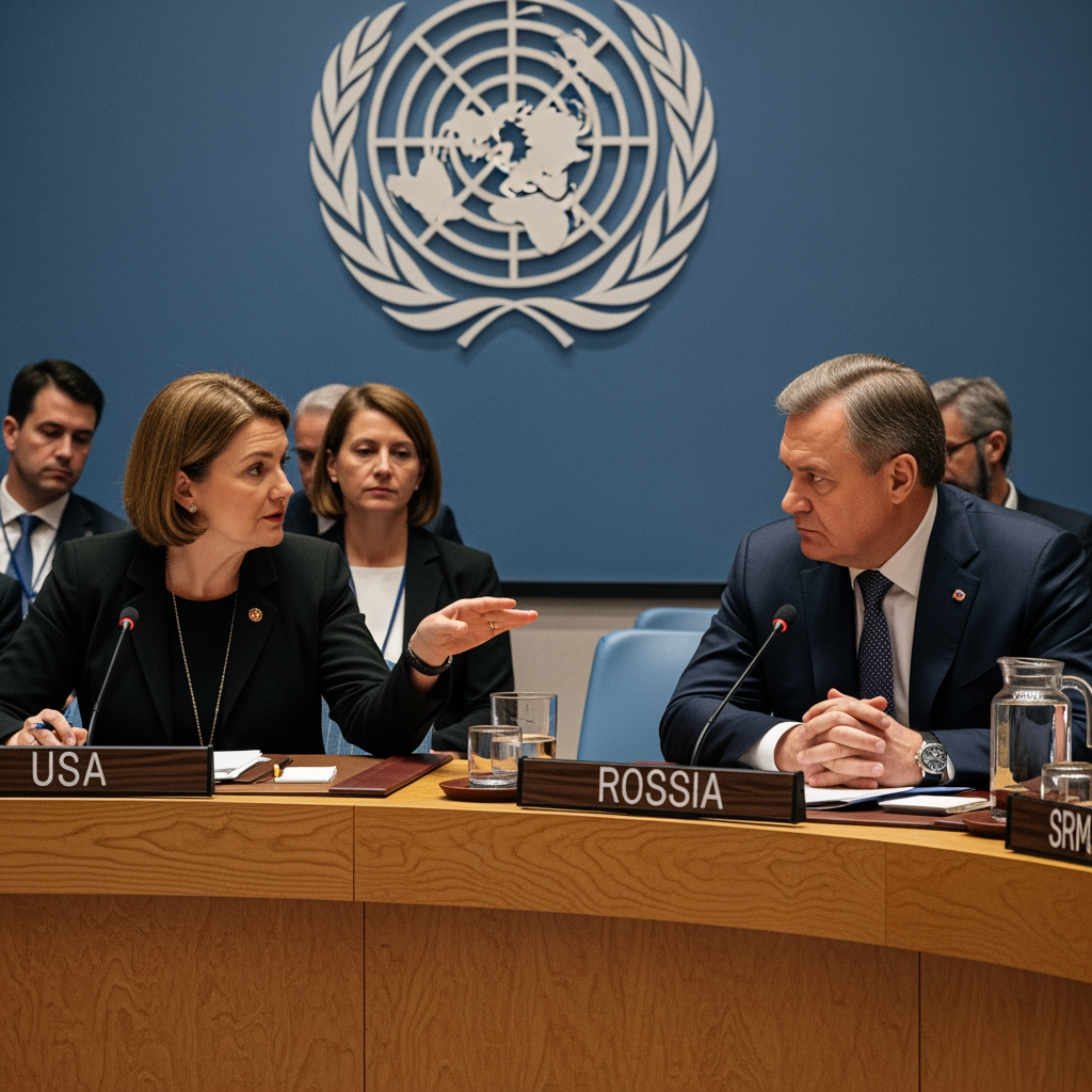 Illustration for: US & Russia Discuss Gaza Resolution in UN Security Council