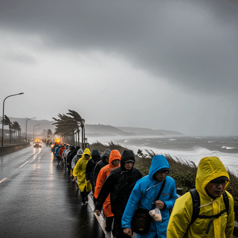 Illustration for: Taiwan Evacuates Thousands as Typhoon Fung-wong Hits