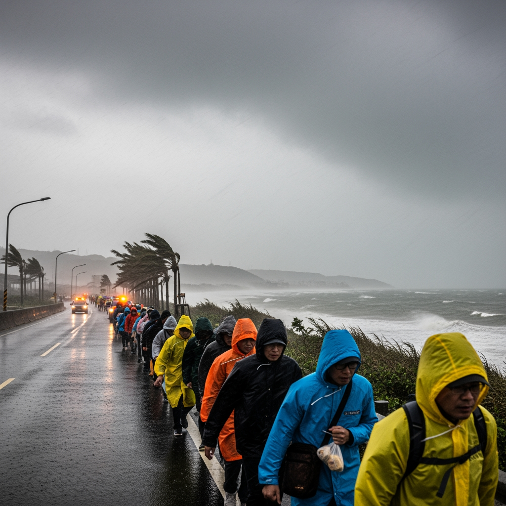 Illustration for: Taiwan Evacuates Thousands as Typhoon Fung-wong Hits