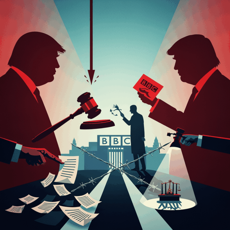Illustration for: BBC Faces Legal Threat from Trump Over Documentary