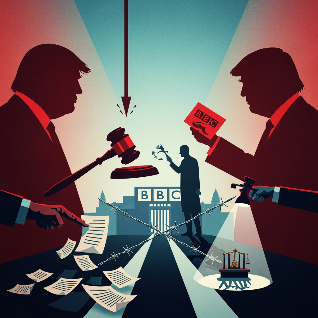 Illustration for: BBC Faces Legal Threat from Trump Over Documentary