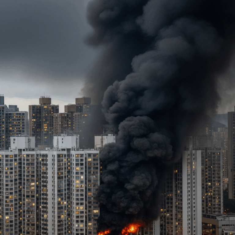 Illustration for: Hong Kong Fire Engulfs Residential Towers