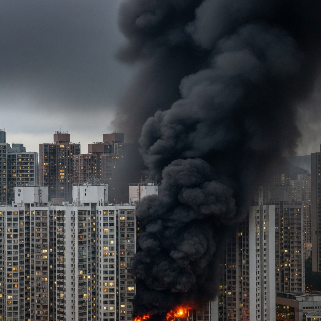 Illustration for: Hong Kong Fire Engulfs Residential Towers