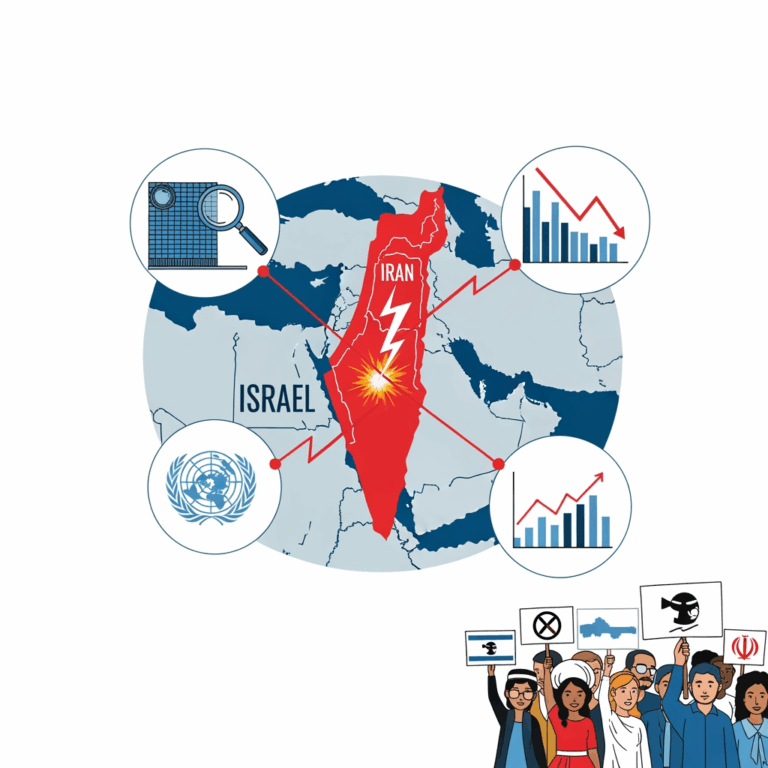Illustration for: Iran-Israel Conflict Escalation and Responses