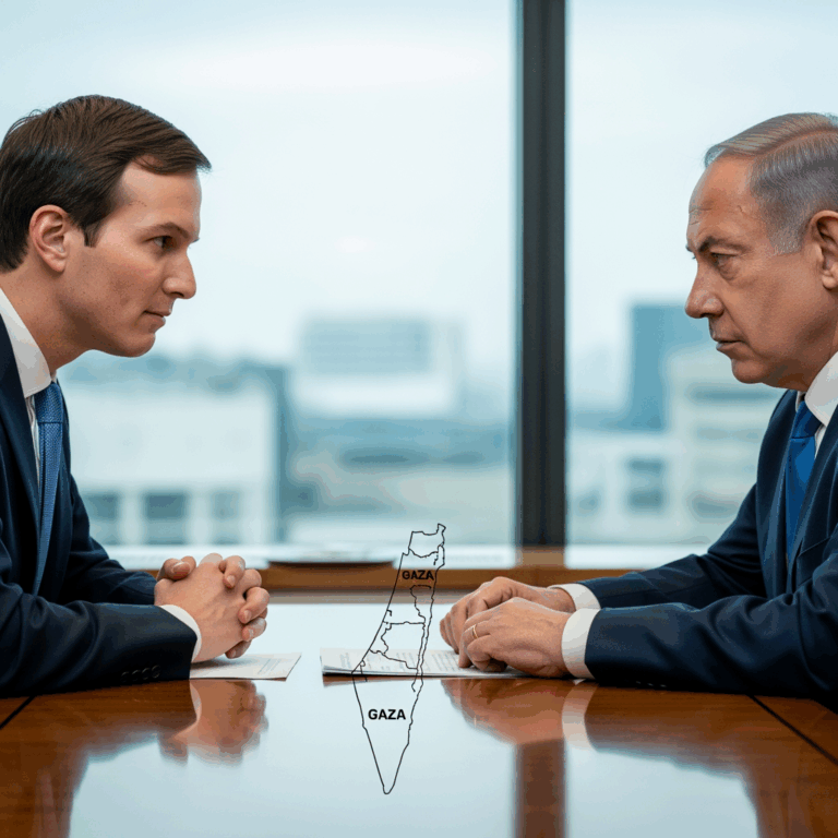 Illustration for: Kushner, Netanyahu Discuss Gaza Ceasefire Phases