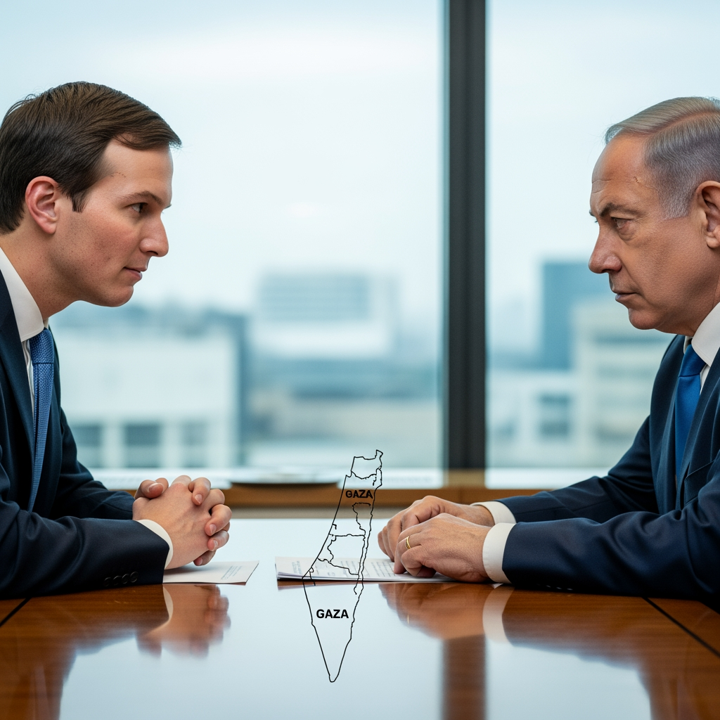 Illustration for: Kushner, Netanyahu Discuss Gaza Ceasefire Phases