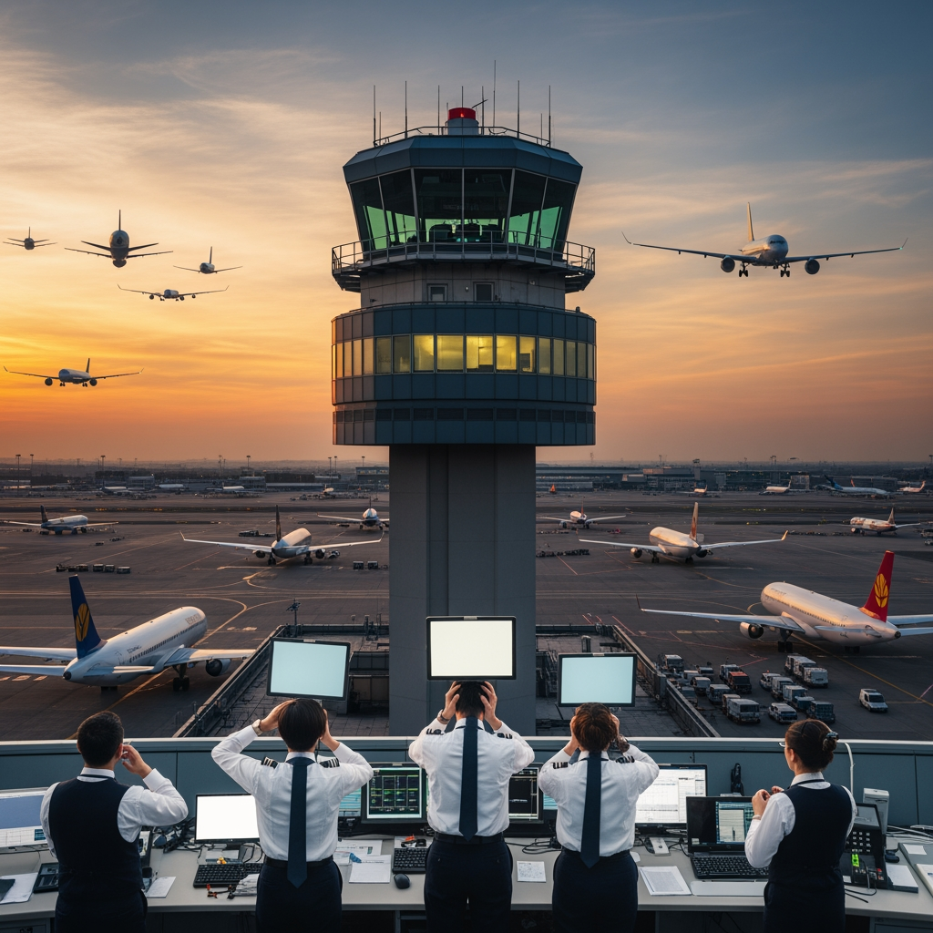 Illustration for: US Reduces Flights Amid Air Traffic Controller Shortage
