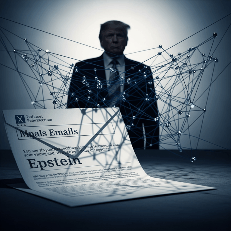 Illustration for: Emails Suggest Trump's Ties to Epstein's Crimes