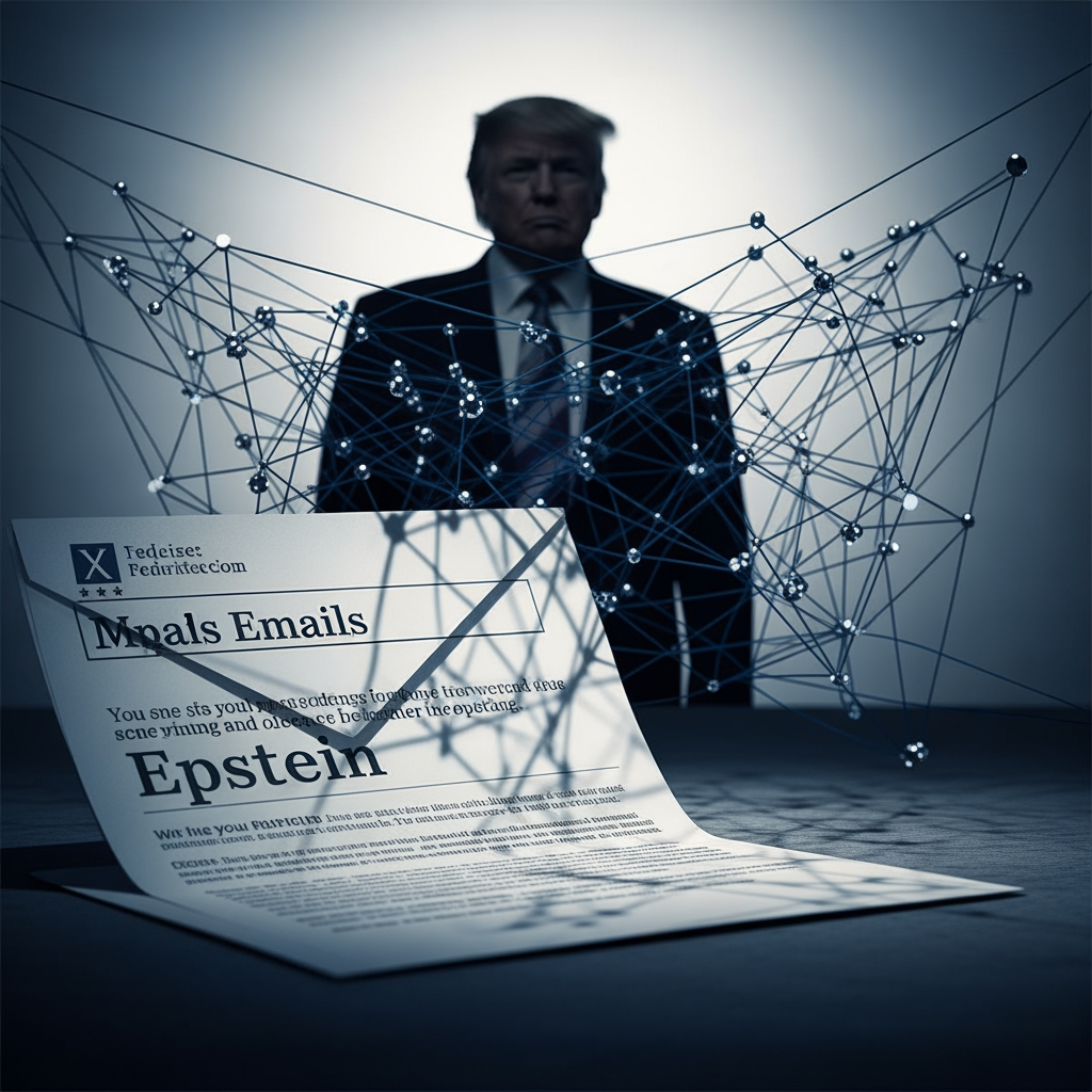Illustration for: Emails Suggest Trump's Ties to Epstein's Crimes