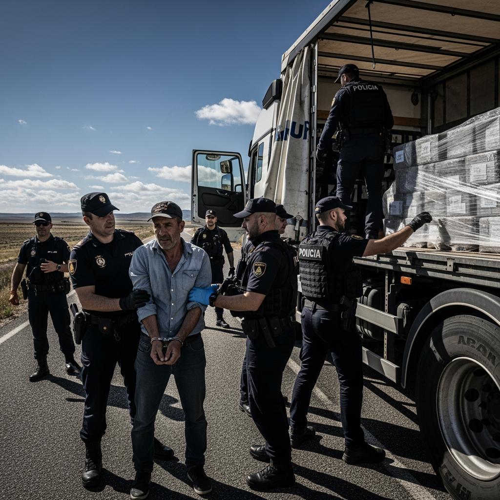 Illustration for: Spanish Police Arrest Truck Driver for Drug Trafficking