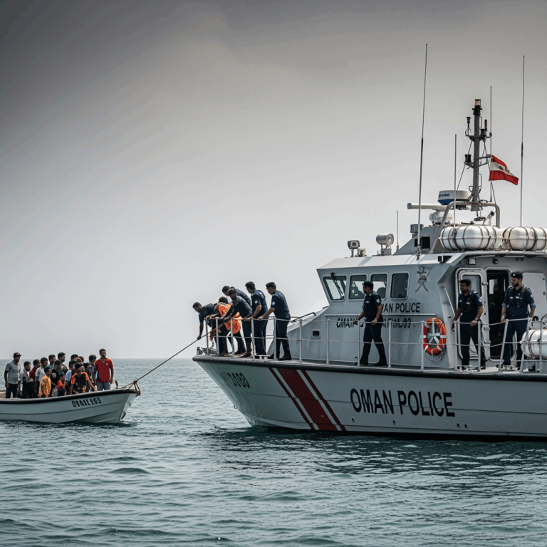 Illustration for: Oman Police Rescue 15 After Boat Accident