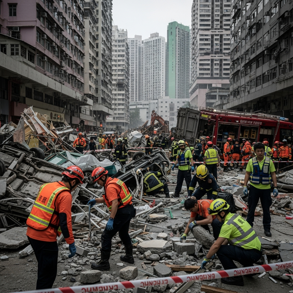 Illustration for: Hong Kong's Deadliest Fire: 128 Dead, 200 Missing