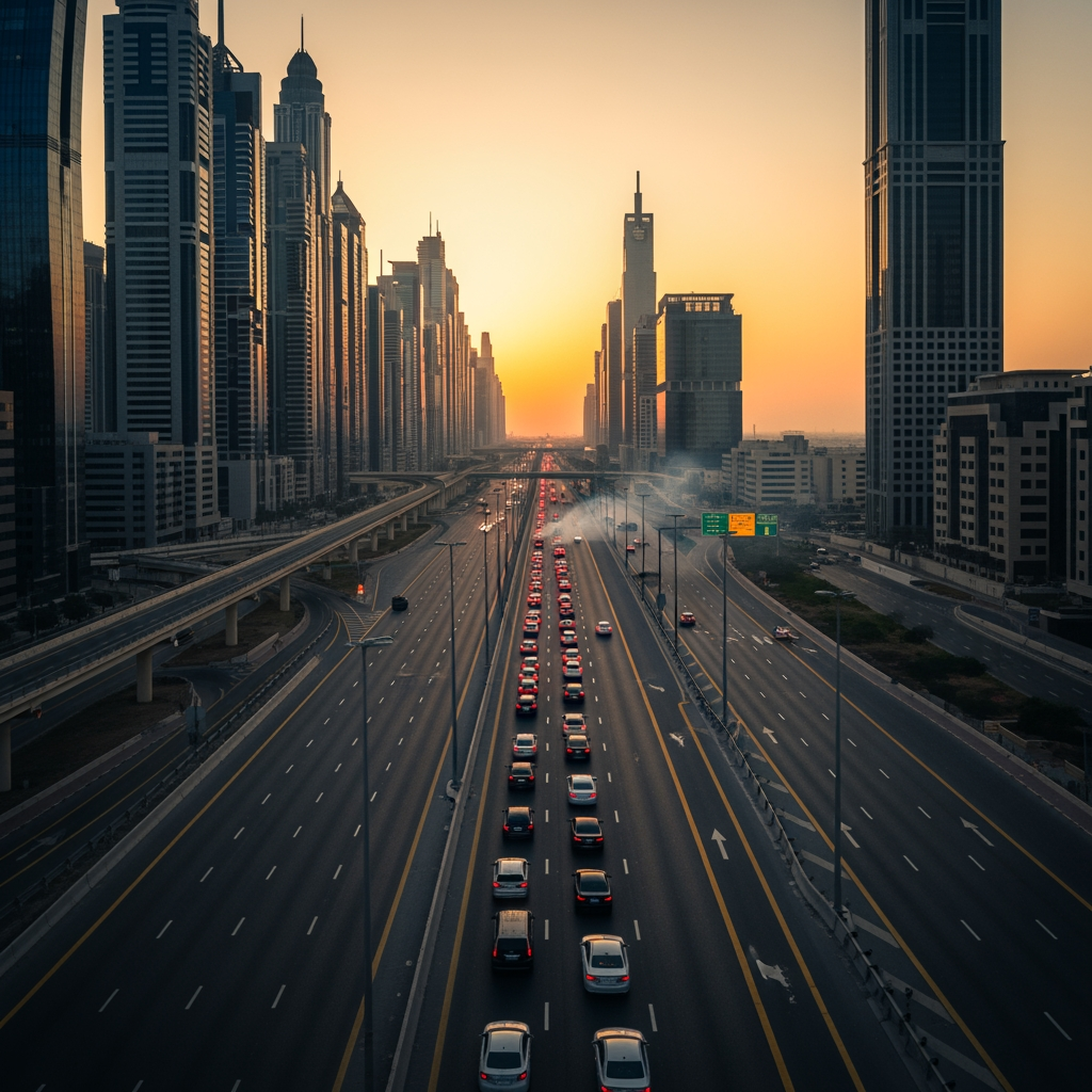 Illustration for: Dubai Traffic Alerts: Accidents Cause Delays
