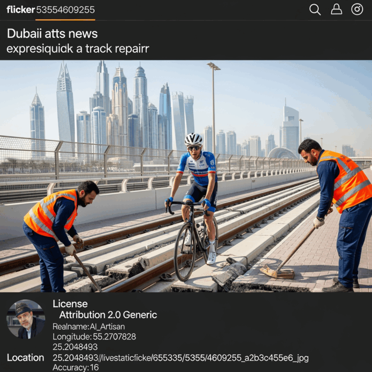 Illustration for: Dubai Cyclist Amazed by Quick Track Repair