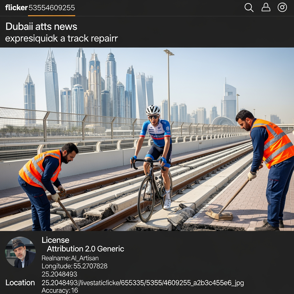 Illustration for: Dubai Cyclist Amazed by Quick Track Repair