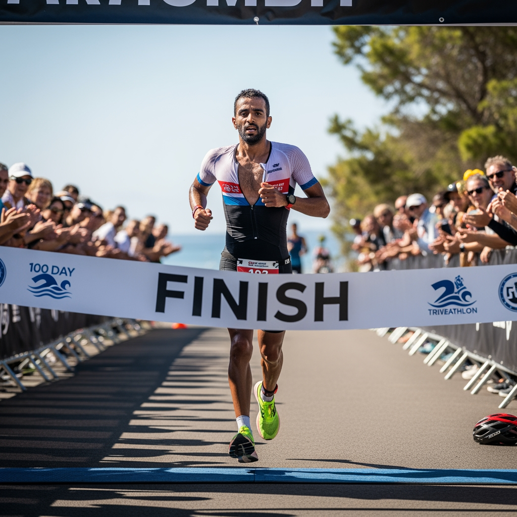 Illustration for: Ghani Souleymane's 100-Day Triathlon Triumph