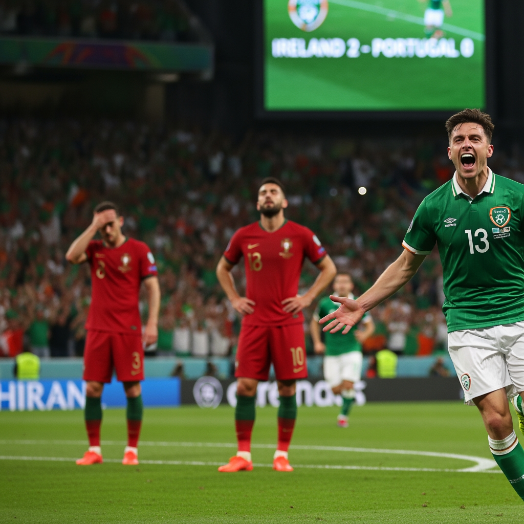 Illustration for: Ireland Shocks Portugal with 2-0 Victory