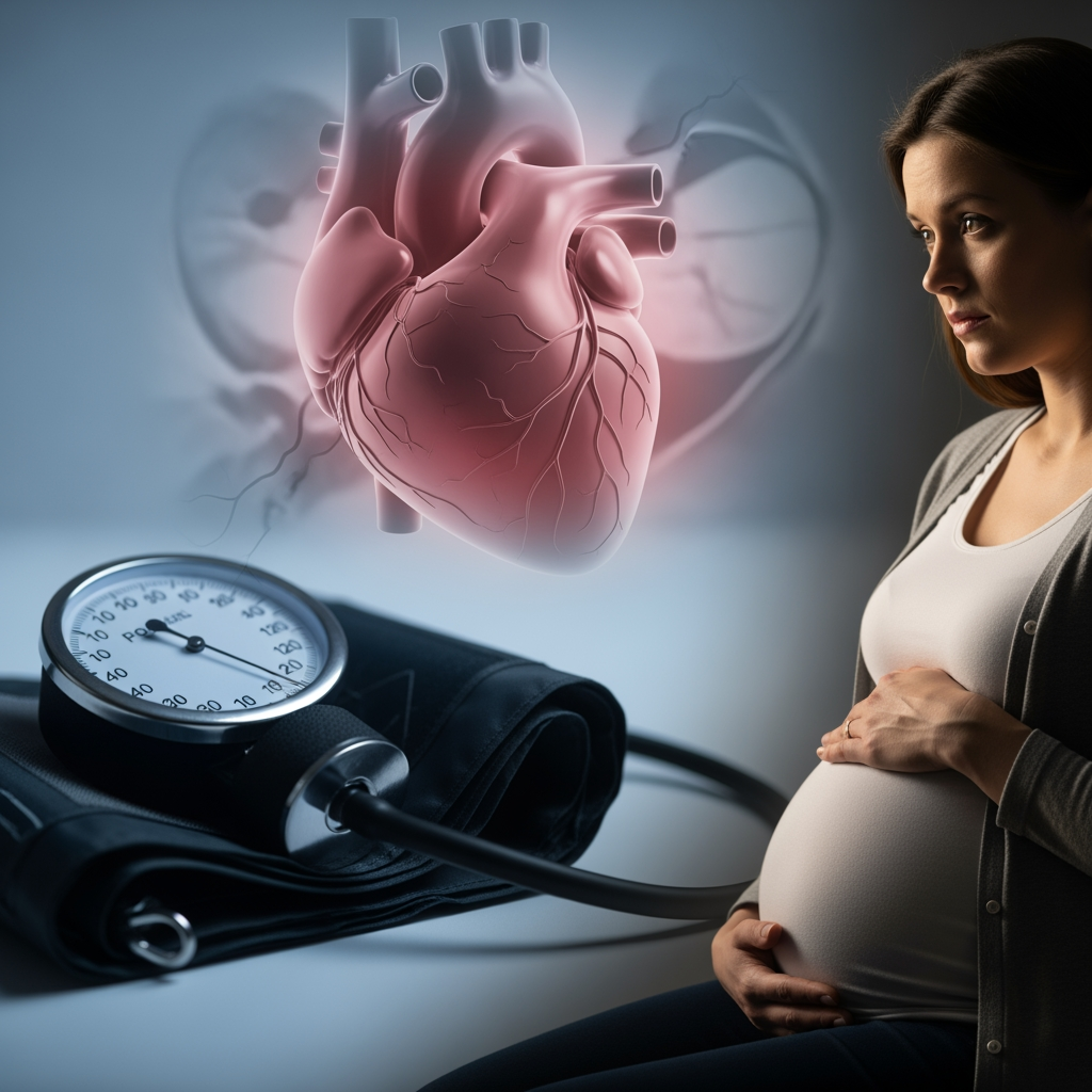 Illustration for: Hypertension in Pregnancy Increases Cardiac Risks