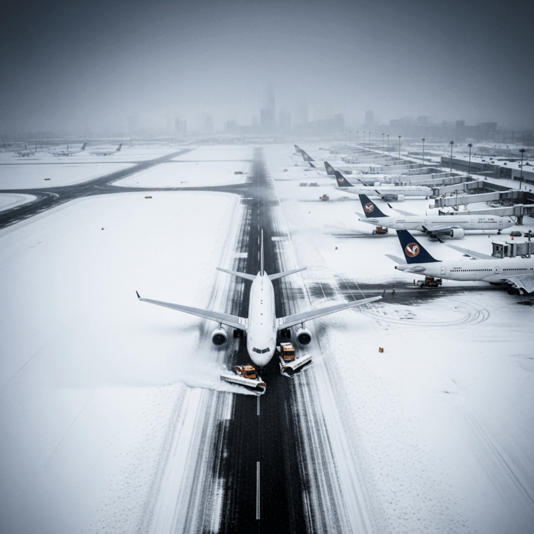Illustration for: Blizzard Causes Flight Cancellations in the US