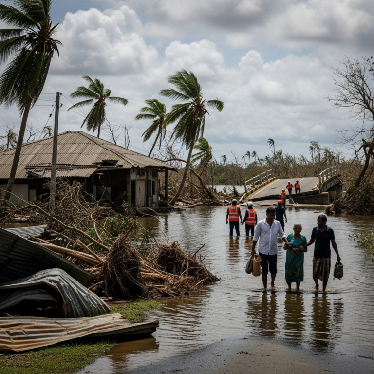 Illustration for: Sri Lanka's Cyclone Crisis: Death Toll and Recovery