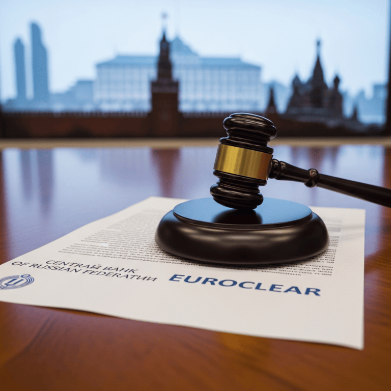 Illustration for: Russian Central Bank Files Lawsuit Against Euroclear