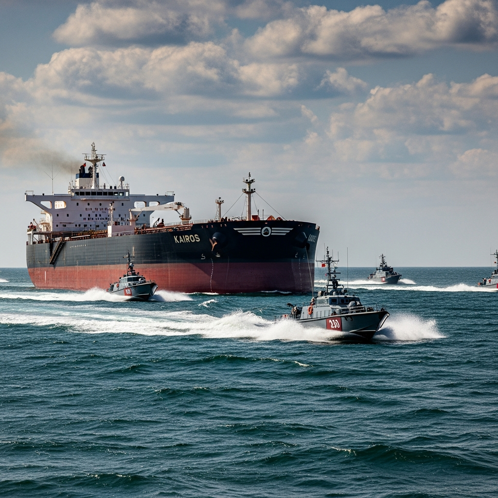 Illustration for: Oil Tanker 'Kairos' Fire and Attacks in Black Sea