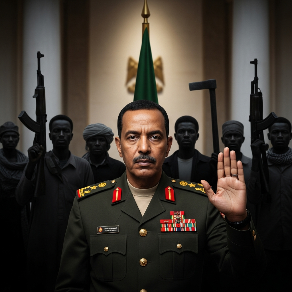 Illustration for: Sudan's Al-Burhan Rejects Undismantled Militias